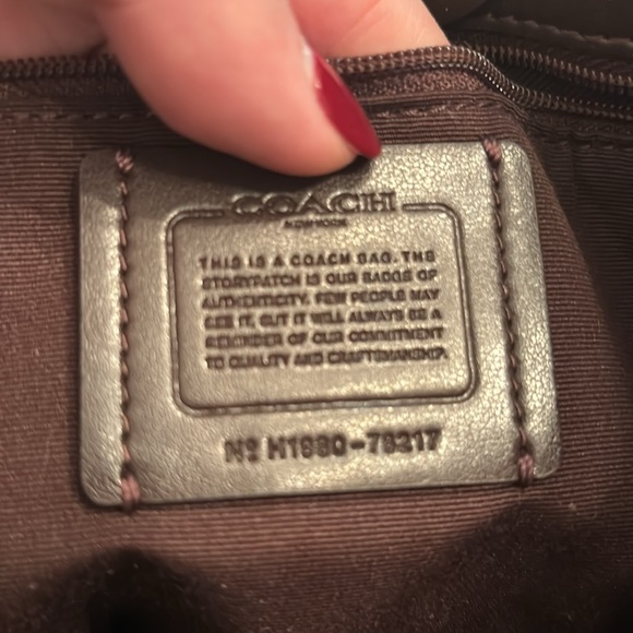 Gray leather Coach tote bag. - Picture 5 of 6